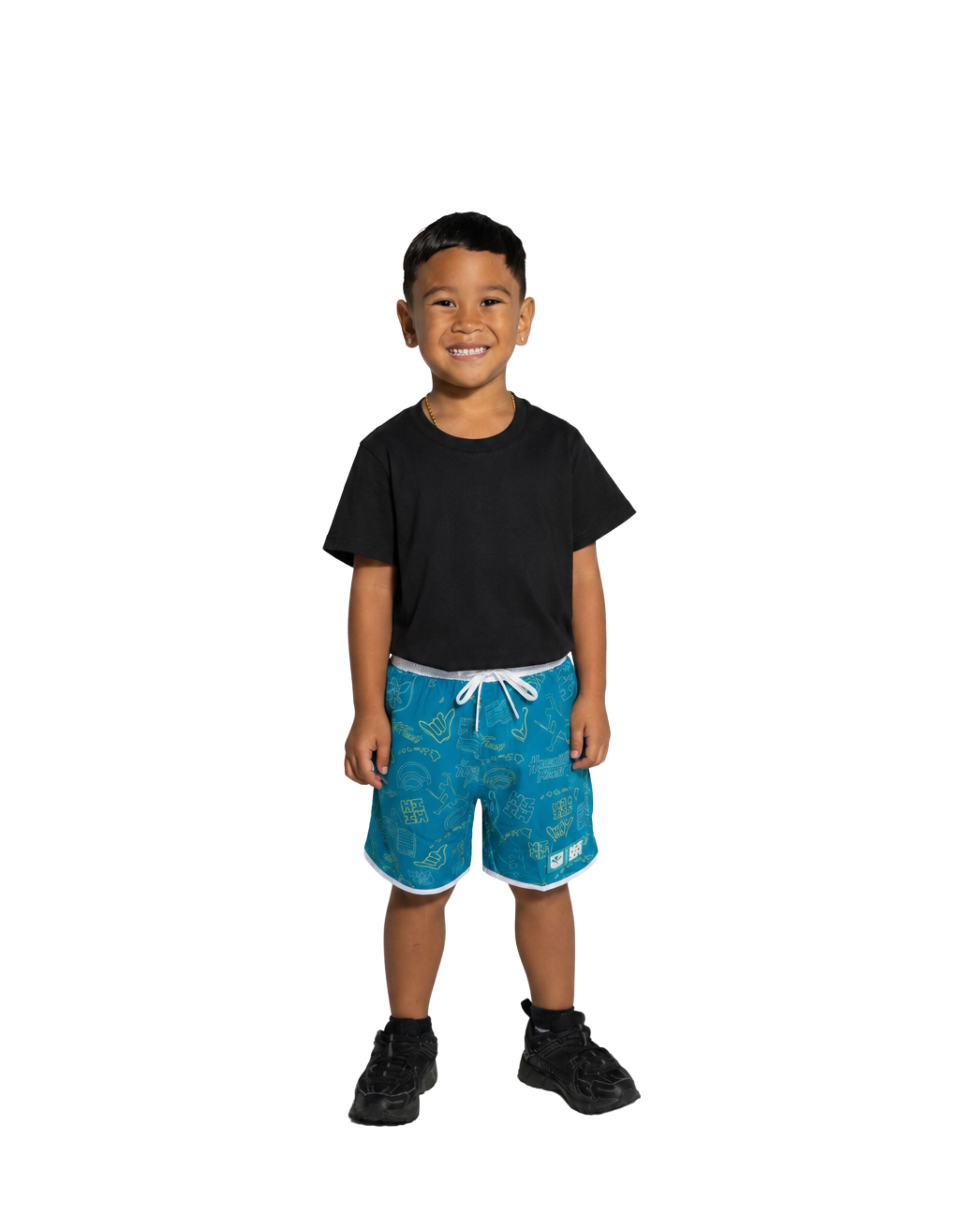 SEA GREEN DOODLE KEIKI BOARDSHORTS Shirts Hawaii's Finest X-SMALL 