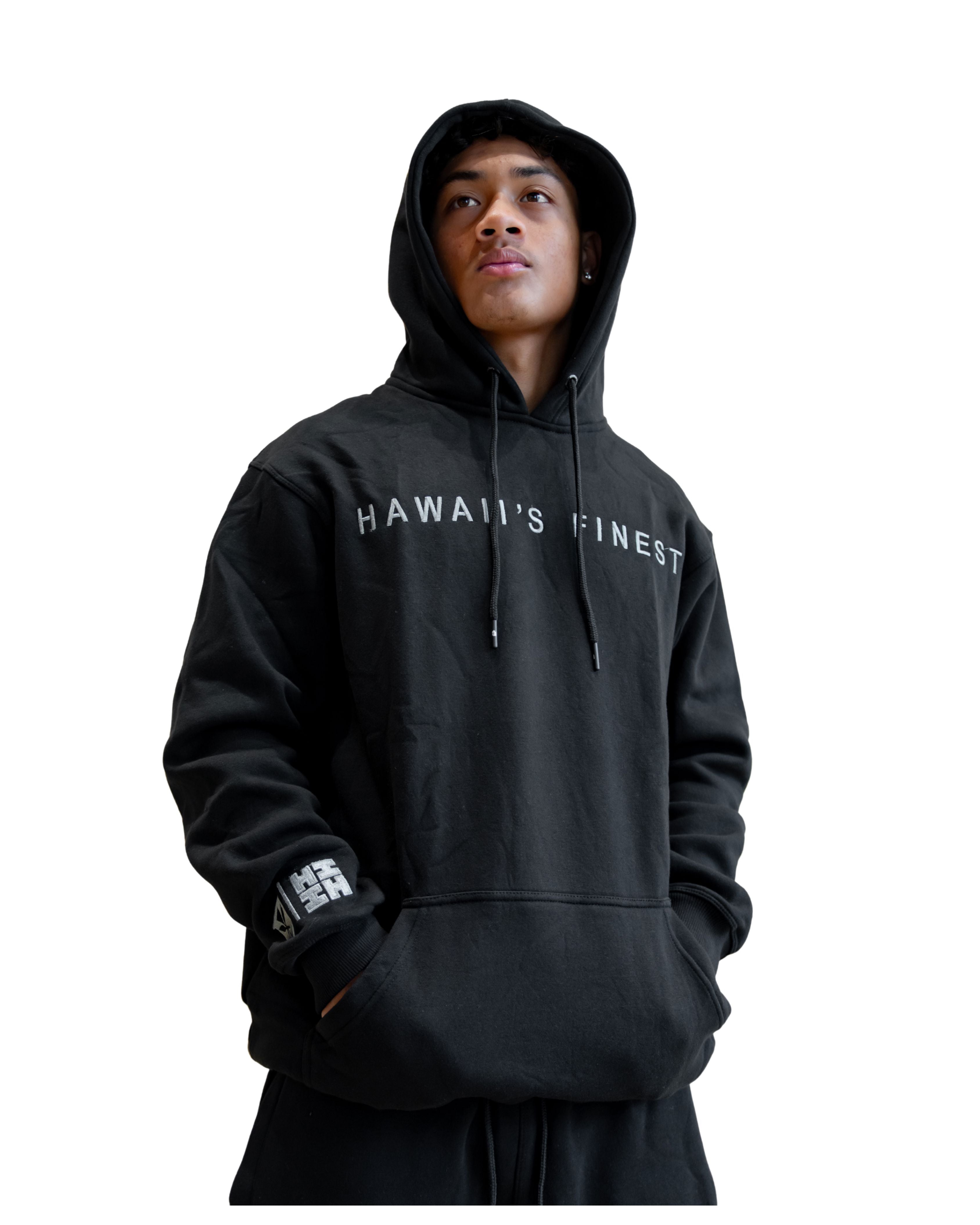 SIMPLE BLACK & GRAY HOODIE Jacket Hawaii's Finest SMALL 