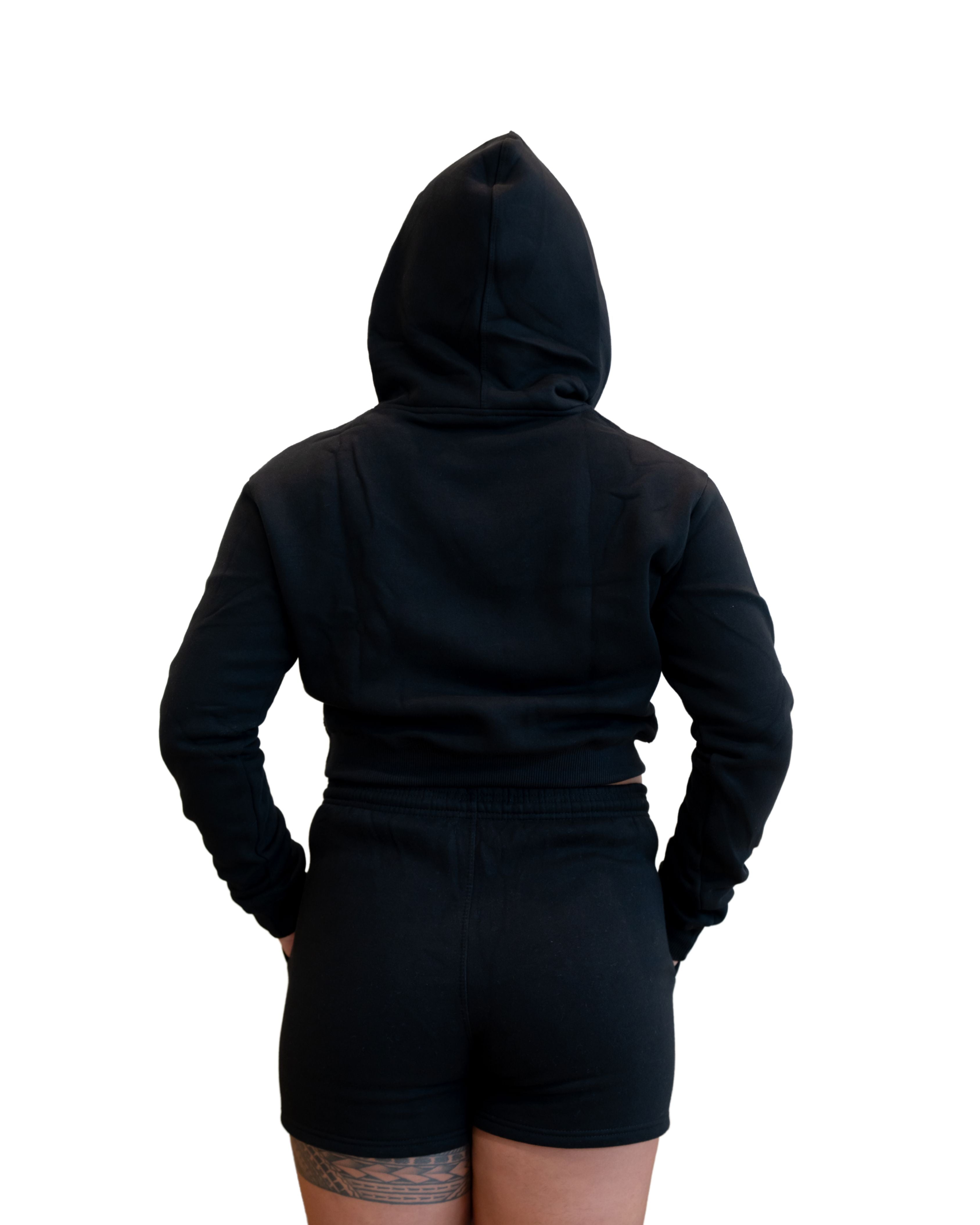 SIMPLE BLACK & GRAY WOMEN'S CROP HOODIE Jacket Hawaii's Finest 