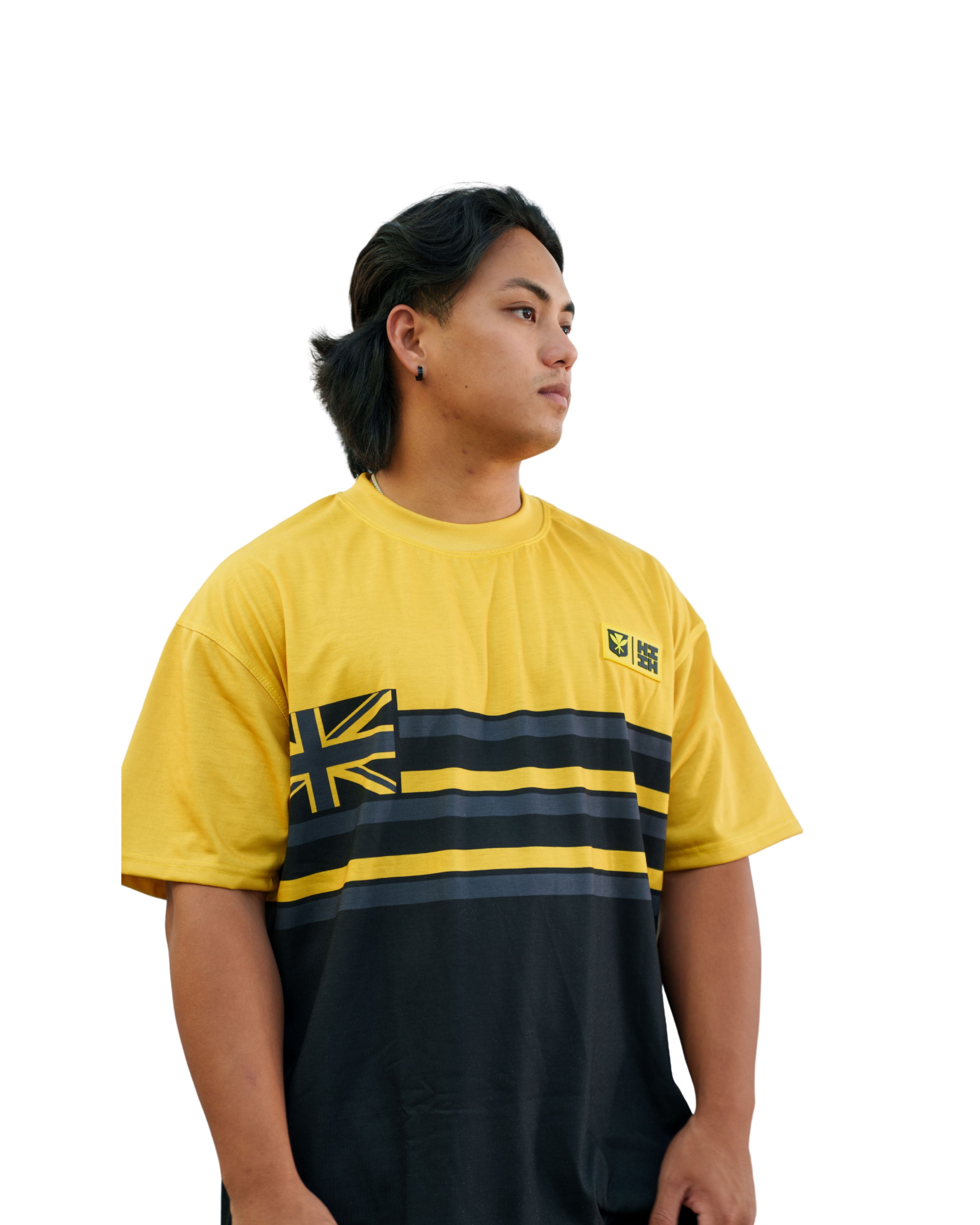 SIMPLE LOGO BLACK & YELLOW FLAG TEE Shirts Hawaii's Finest 