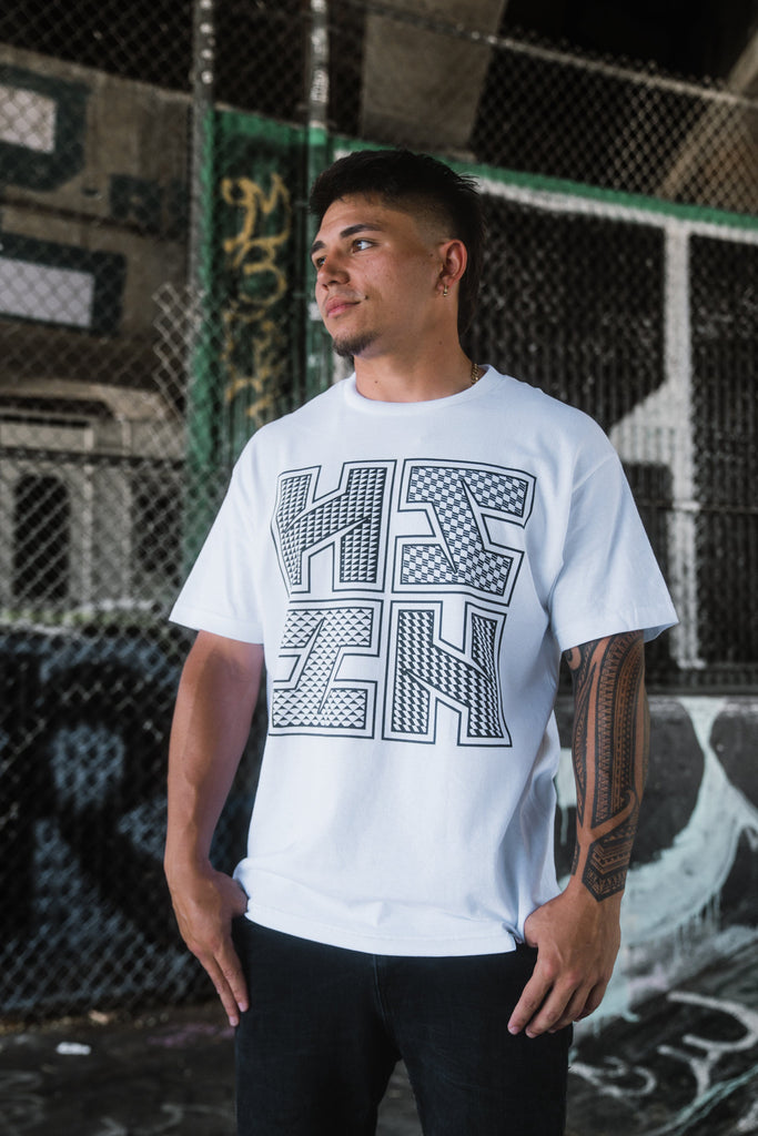 SLIT LOGO TRIBAL WHITE T-SHIRT Shirts Hawaii's Finest 