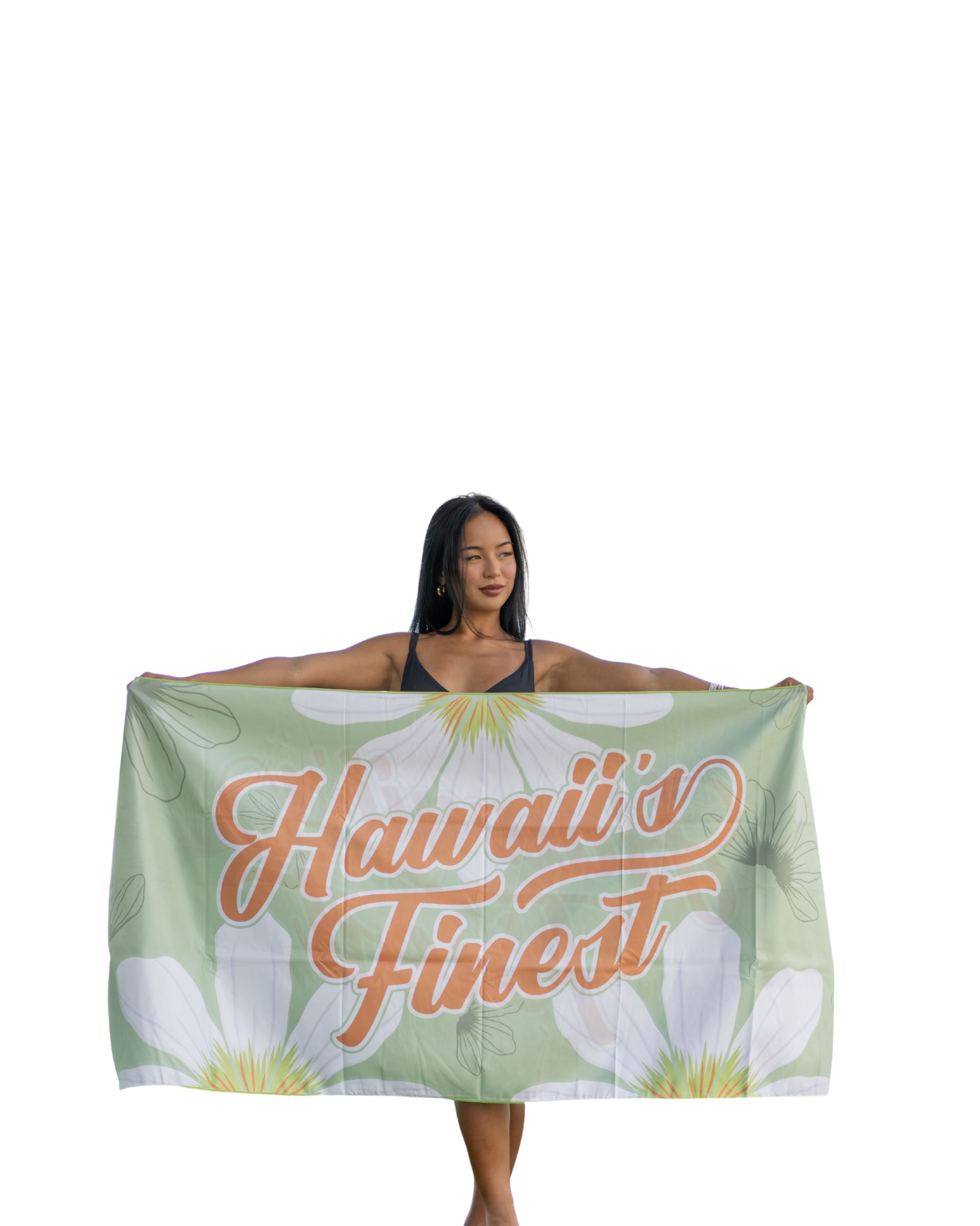 SOFT GREEN FLORAL TOWEL Utility Hawaii's Finest 