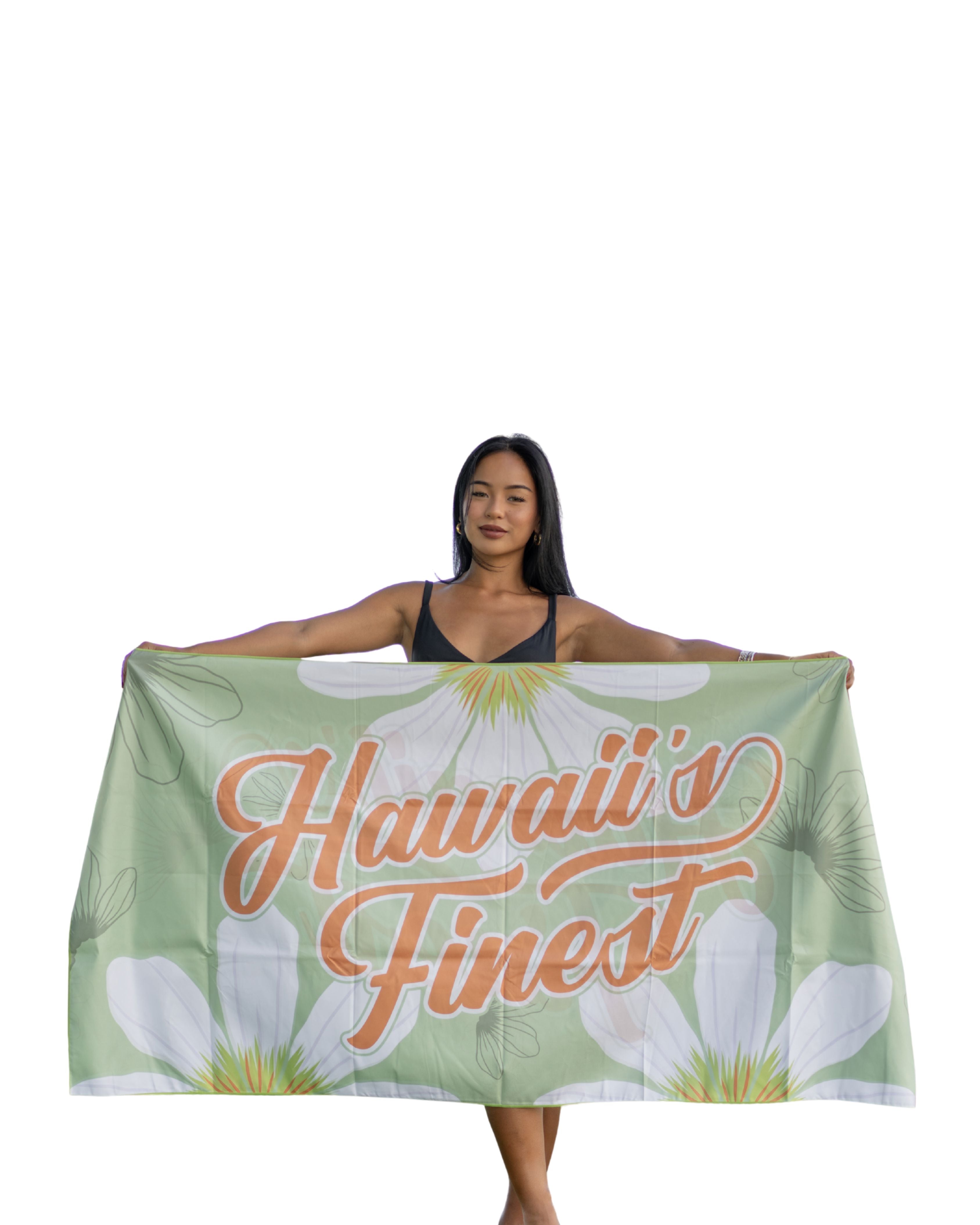 SOFT GREEN FLORAL TOWEL Utility Hawaii's Finest 