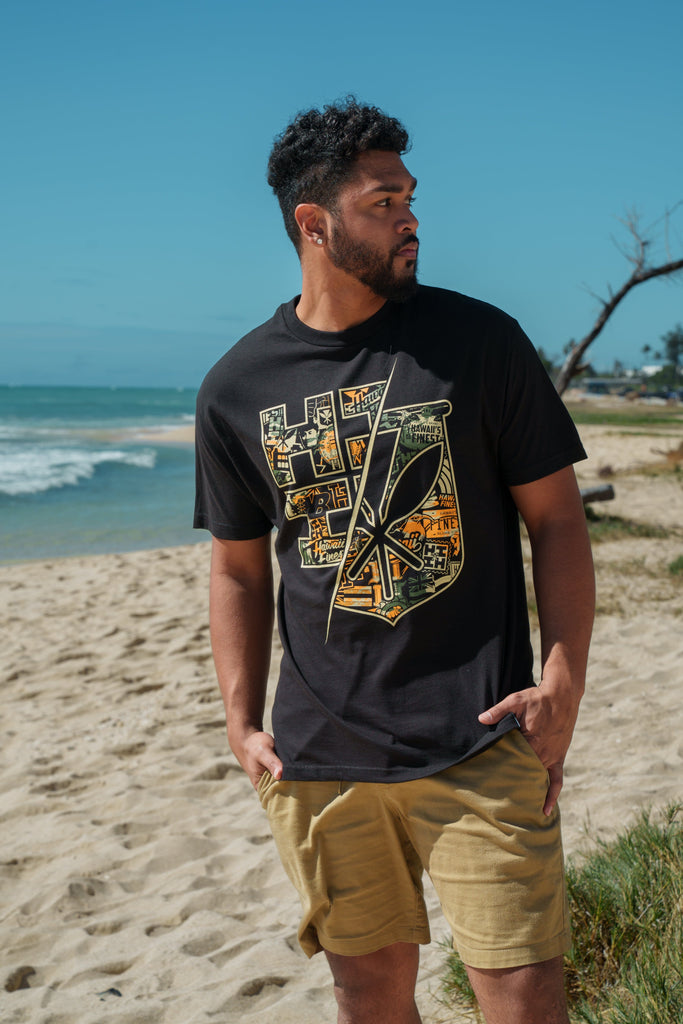 SPLIT CAMO BOMB ORANGE T-SHIRT Shirts Hawaii's Finest MEDIUM 