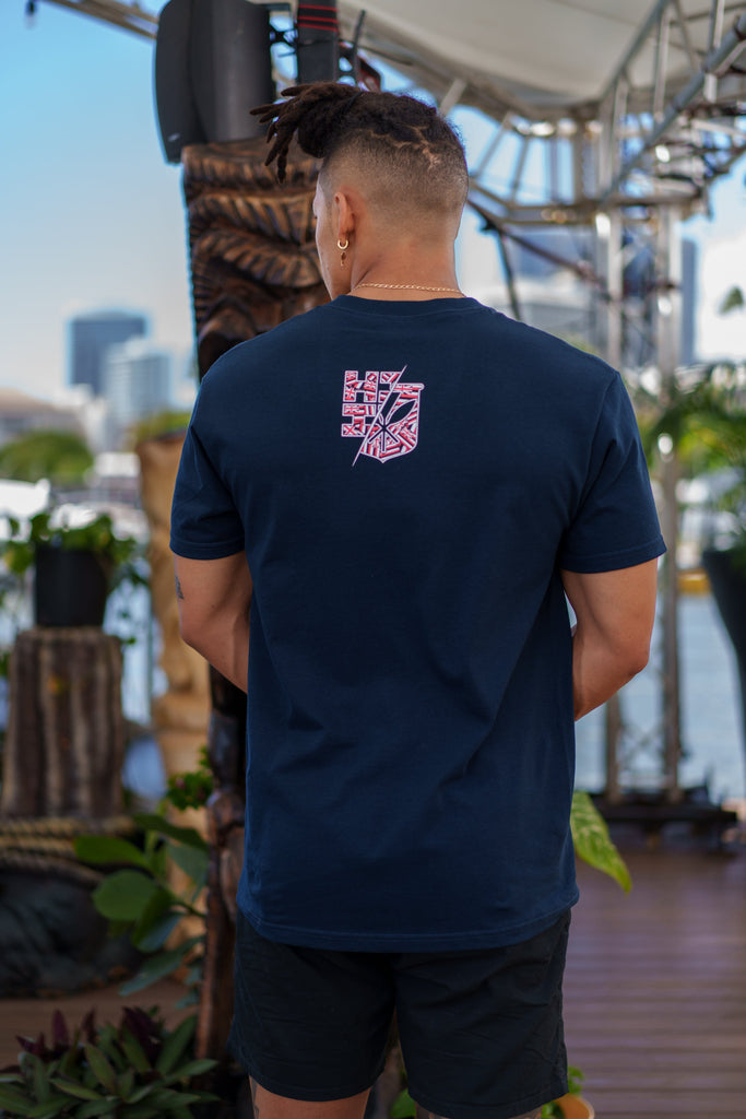 SPLIT LOGO FLAG NAVY T-SHIRT Shirts Hawaii's Finest 