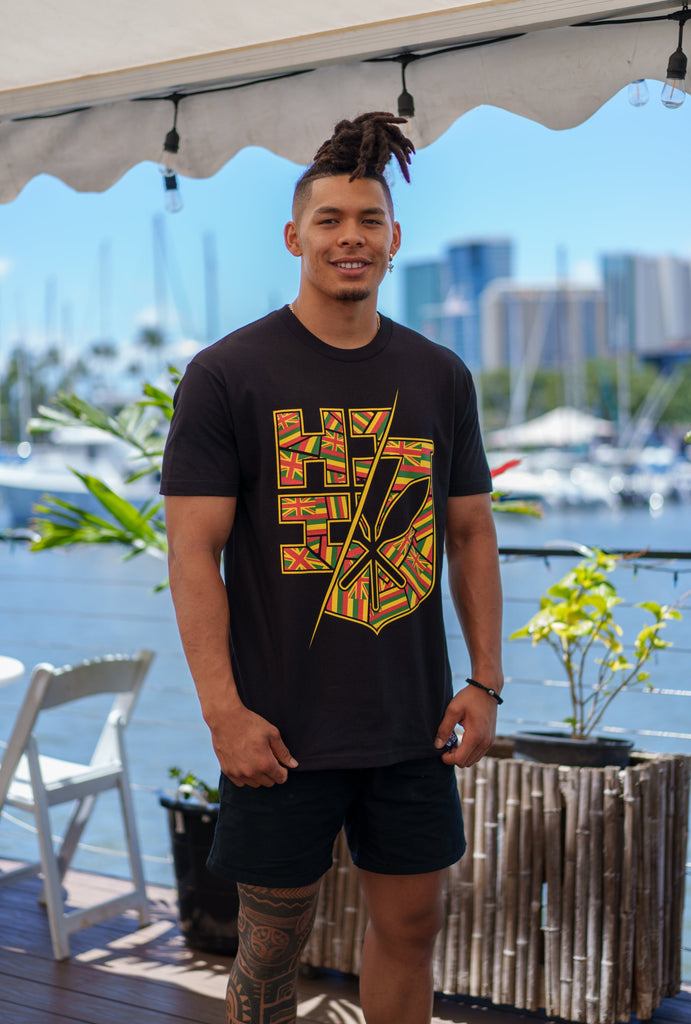 SPLIT LOGO FLAG RASTA T-SHIRT Shirts Hawaii's Finest MEDIUM 