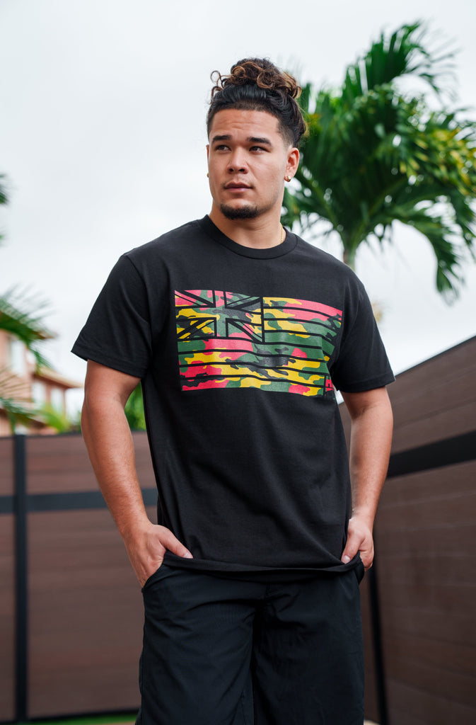 STEALTH FLAG RASTA T-SHIRT Shirts Hawaii's Finest MEDIUM 