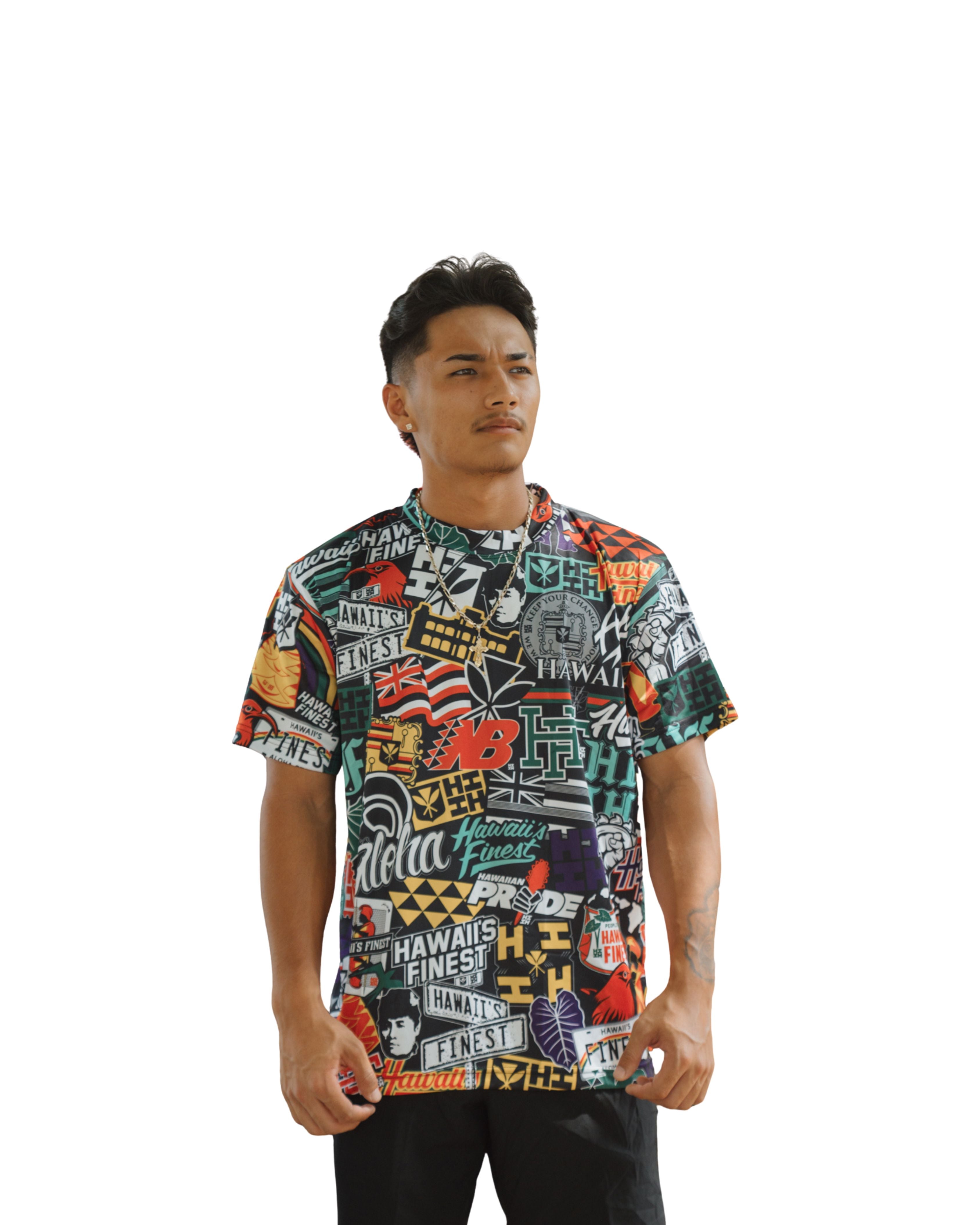 STICKERBOMB DRI-FIT T-SHIRT Hawaii's Finest SMALL 
