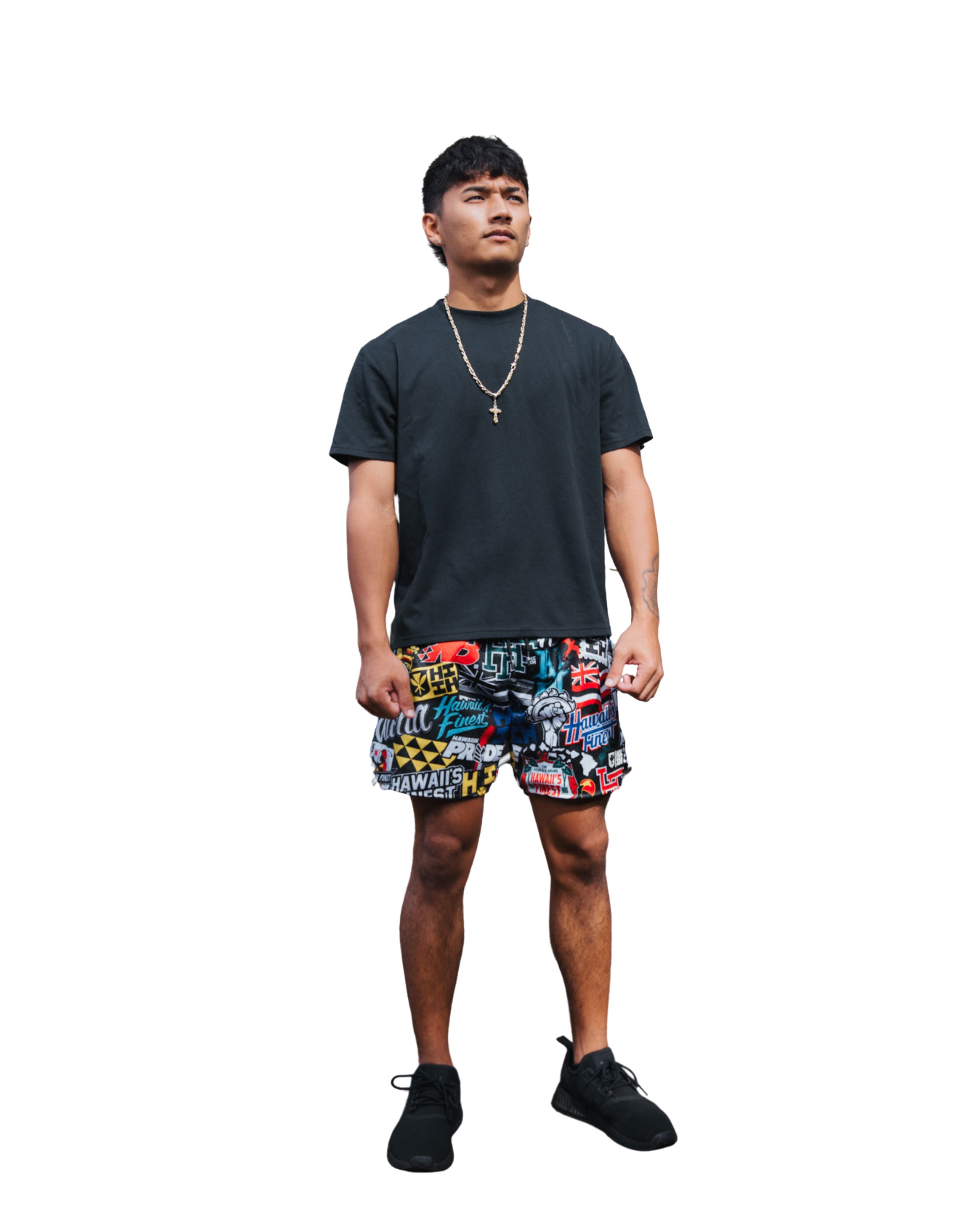 STICKERBOMB MESH SHORTS Shorts Hawaii's Finest 