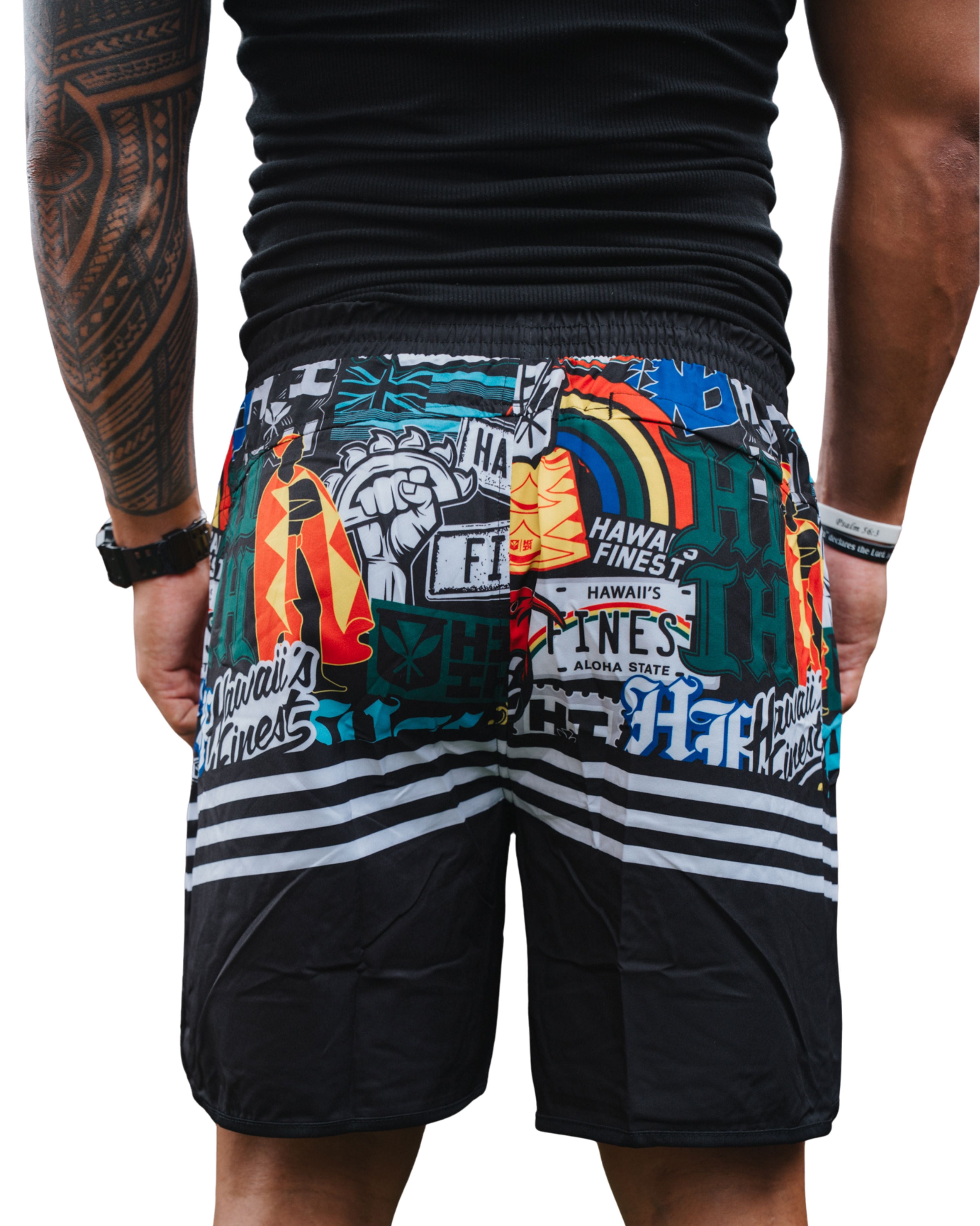 STICKERBOMB PERFORMANCE SHORTS Shorts Hawaii's Finest 