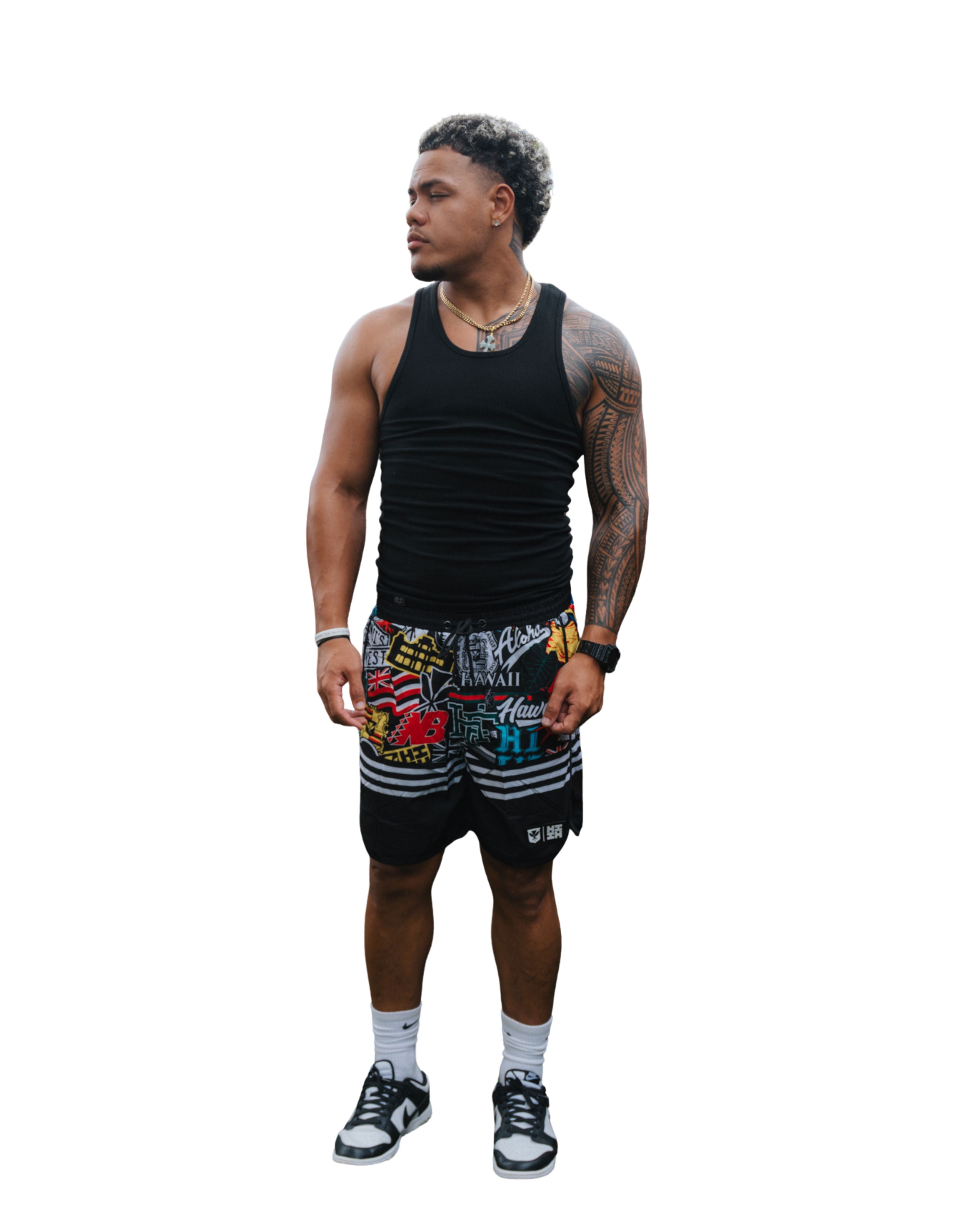 STICKERBOMB PERFORMANCE SHORTS Shorts Hawaii's Finest 