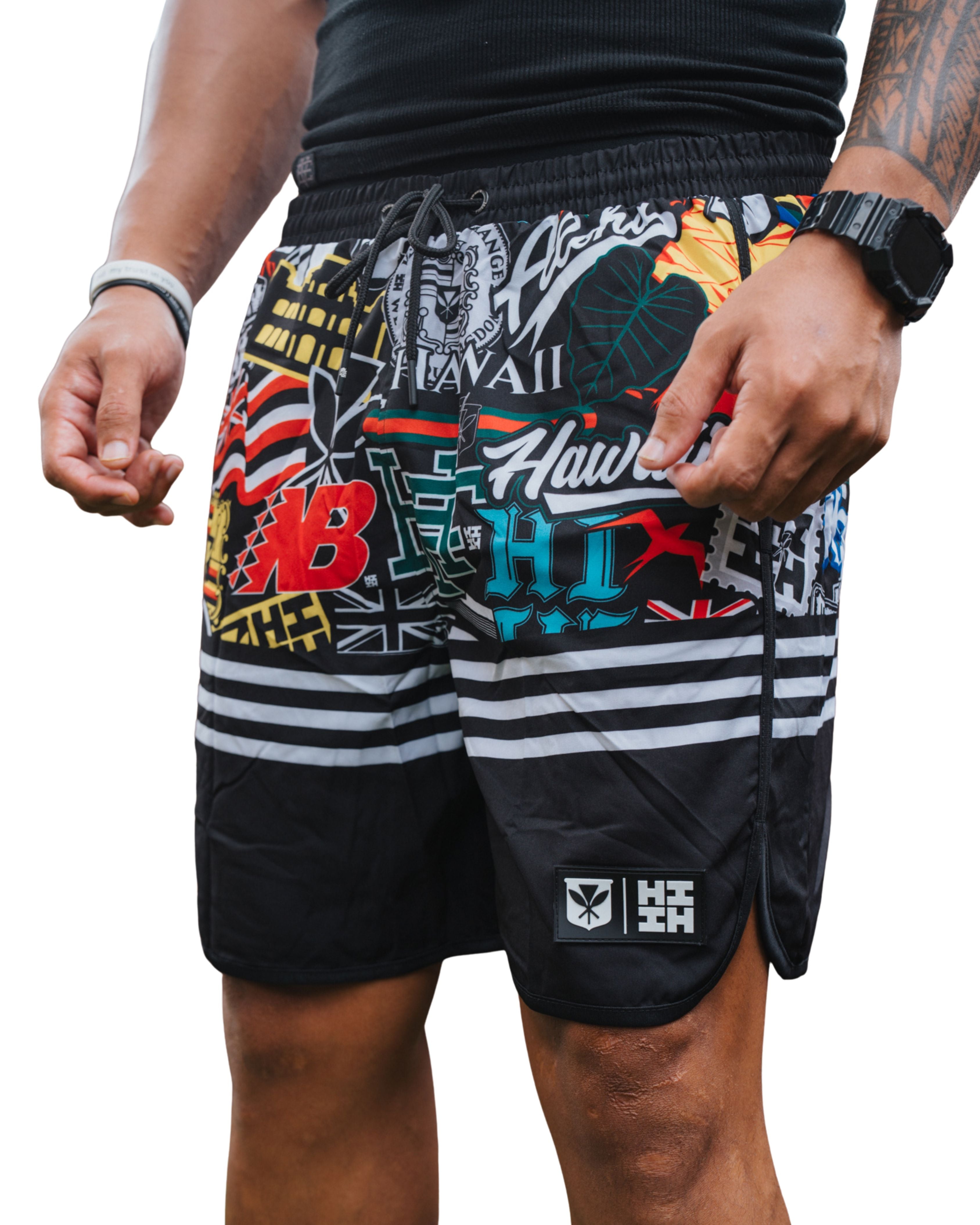 STICKERBOMB PERFORMANCE SHORTS Shorts Hawaii's Finest X-SMALL 