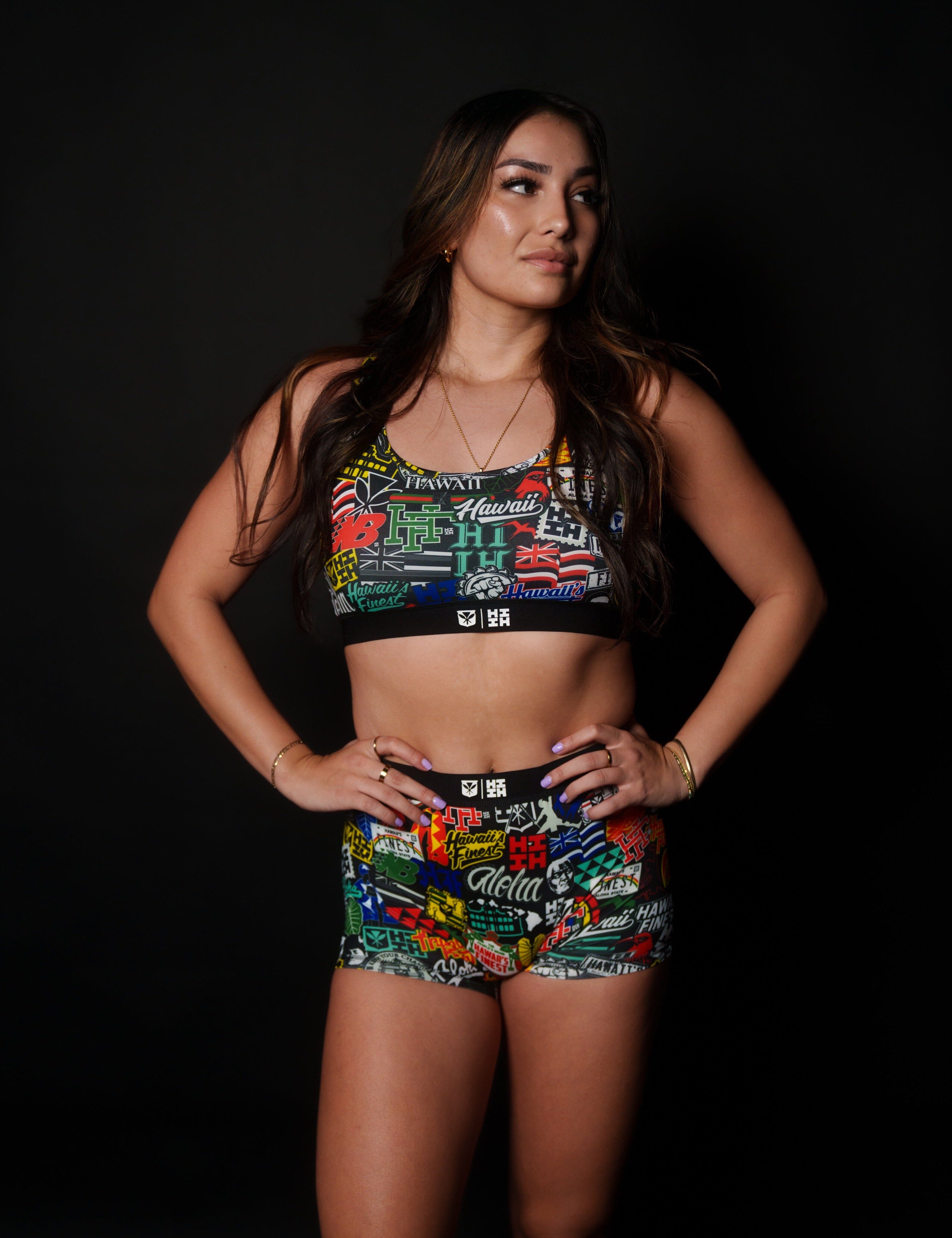 STICKERBOMB WOMEN'S BOY SHORTS Activewear Hawaii's Finest 