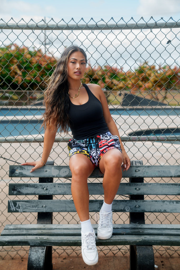 STICKERBOMB WOMEN'S MESH SHORTS Shorts Hawaii's Finest X-SMALL 
