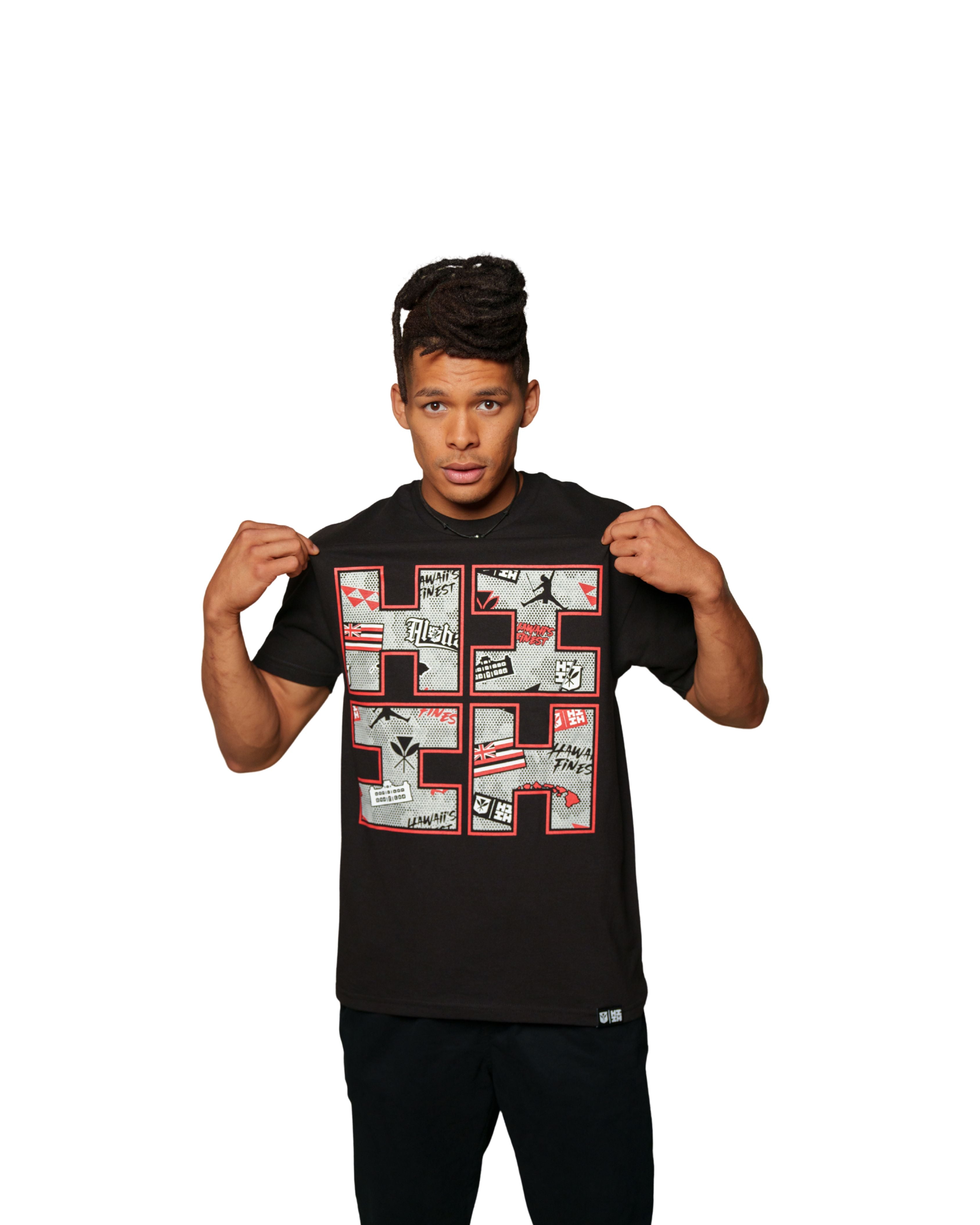 STREET COLLAGE LOGO RED T-SHIRT Shirts Hawaii's Finest MEDIUM 