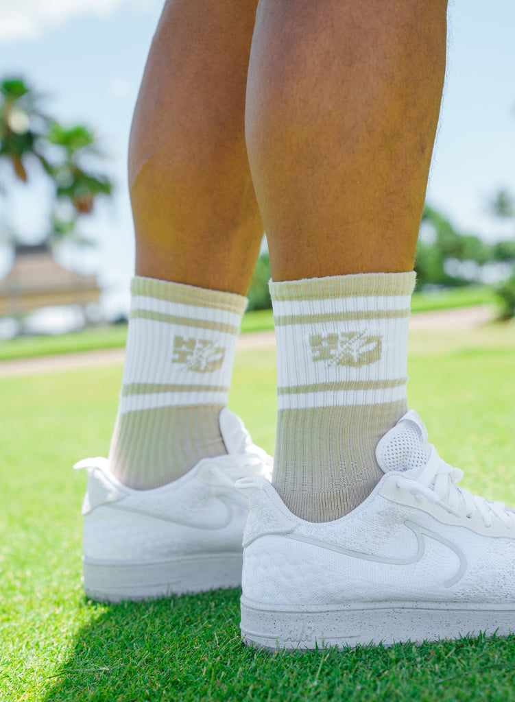 TAN SPLIT LOGO SOCKS Socks Hawaii's Finest 