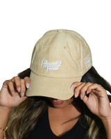 TAN VINTAGE SCRIPT DAD CAP