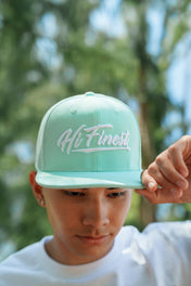 TEAL & WHITE SCRIPT HAT Hat Hawaii's Finest 