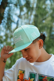 TEAL & WHITE SCRIPT HAT Hat Hawaii's Finest 
