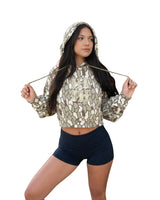 TIMBER TAN CAMO WOMEN'S CROP HOODIE