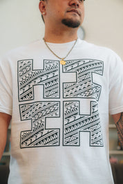 TRIBAL SLANT LOGO WHITE T-SHIRT Shirts Hawaii's Finest 