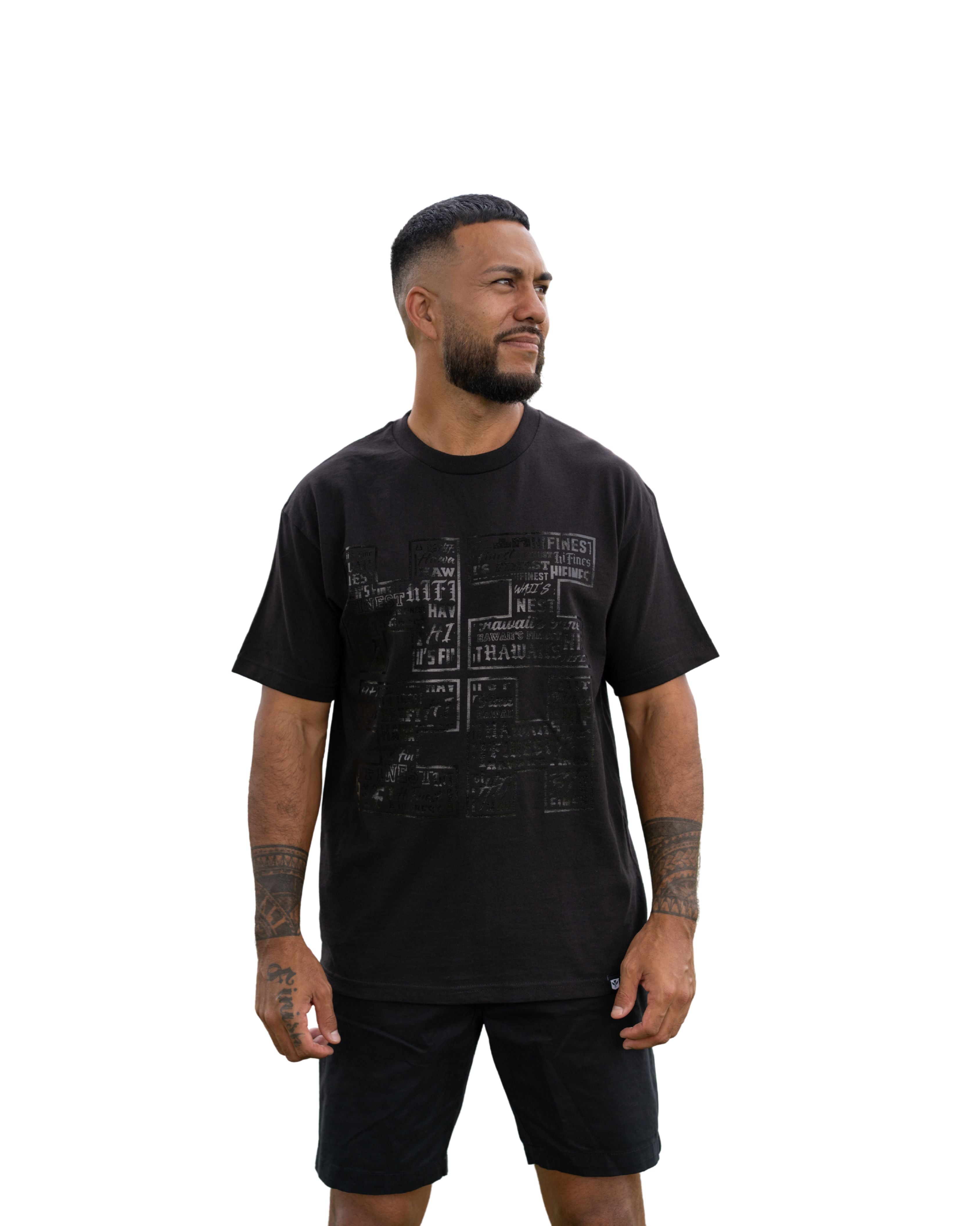 TYPE LOGO BLACK T-SHIRT Shirts Hawaii's Finest MEDIUM 