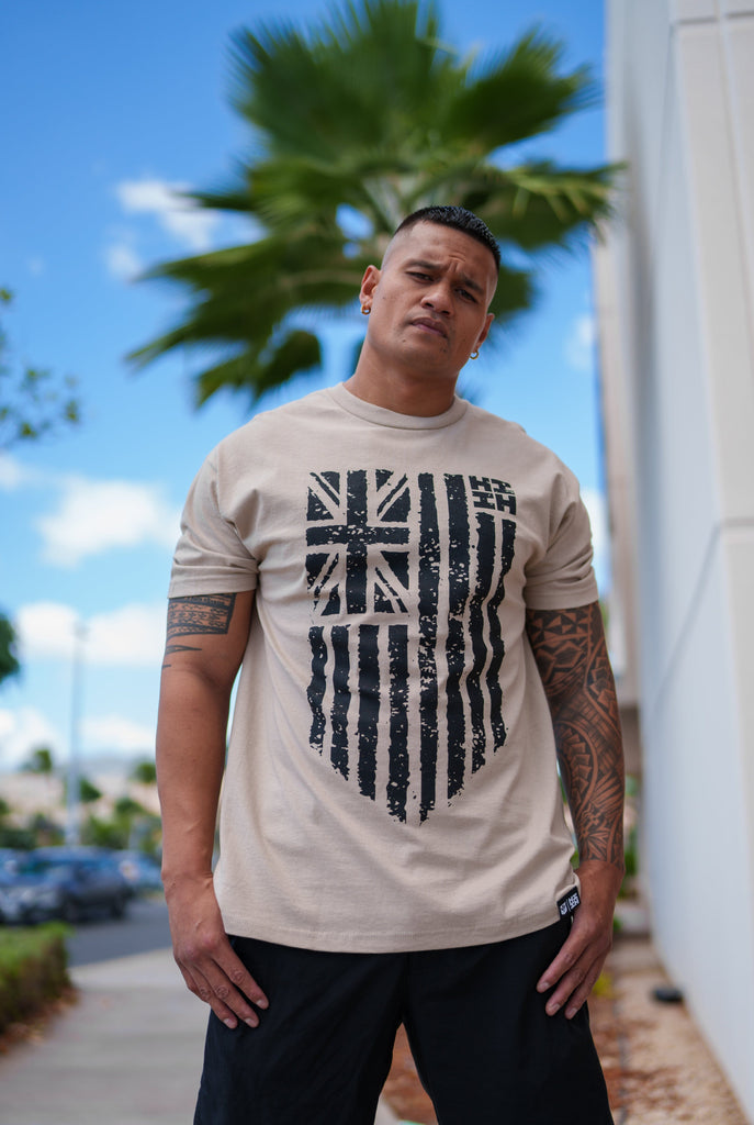 WAR FLAG SAND T-SHIRT Shirts Hawaii's Finest MEDIUM 