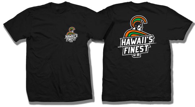 WARRIOR ORANGE & GREEN T-SHIRT Shirts Hawaii's Finest MEDIUM 