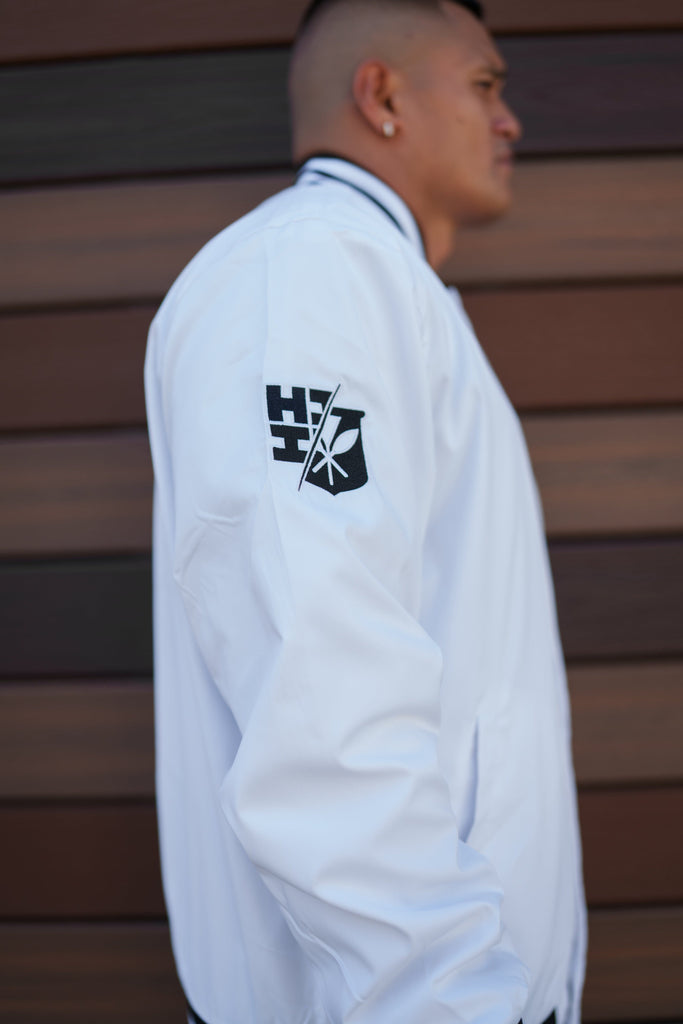WHITE & BLACK HF OLD ENGLISH VARSITY JACKET Jacket Hawaii's Finest 