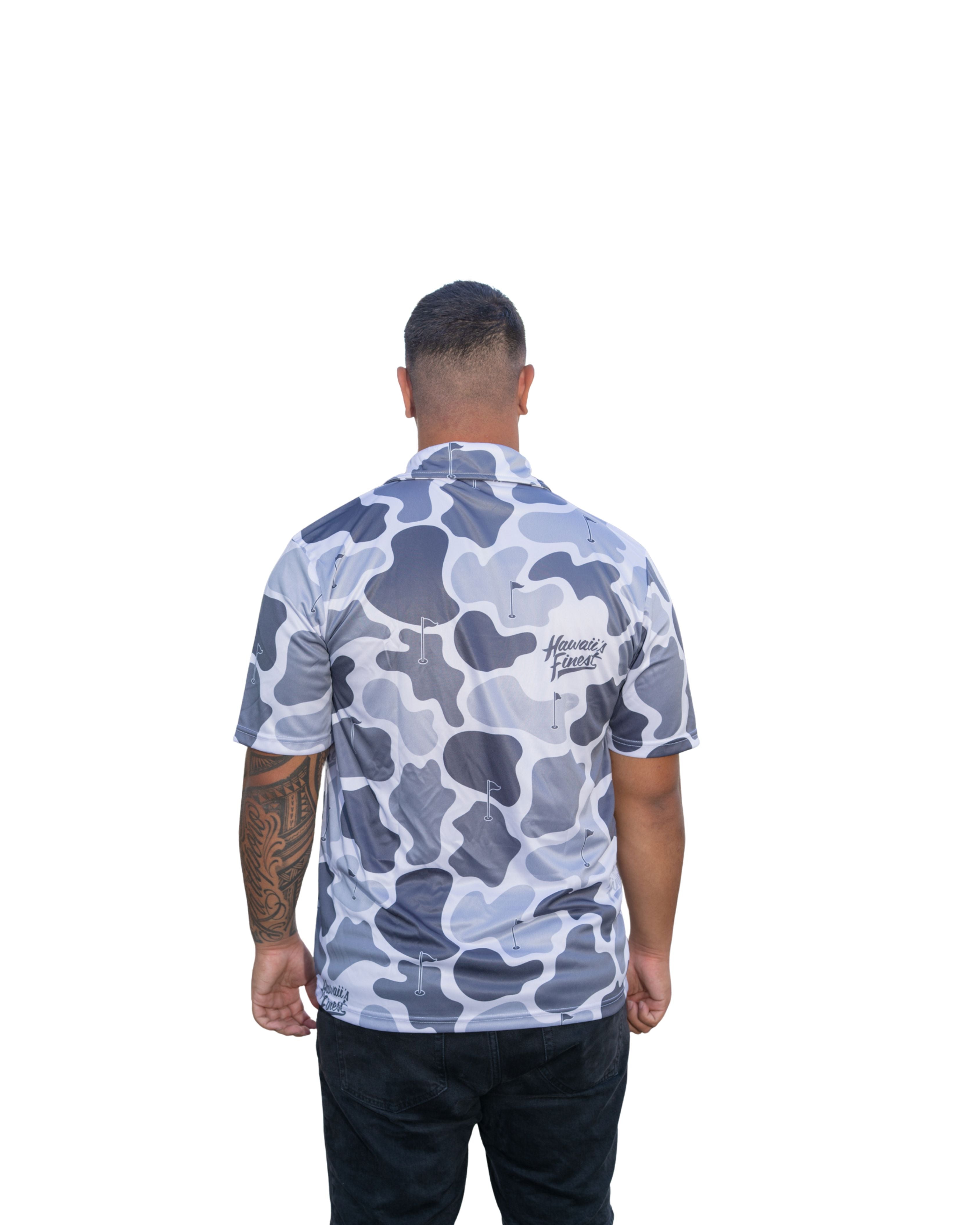 WHITE & LIGHT GRAY GOLF CAMO GOLF SHIRT Shirts Hawaii's Finest 