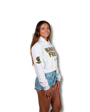 WHITE & OLIVE KOA WOMEN'S CROP HOODIE Jacket Hawaii's Finest 