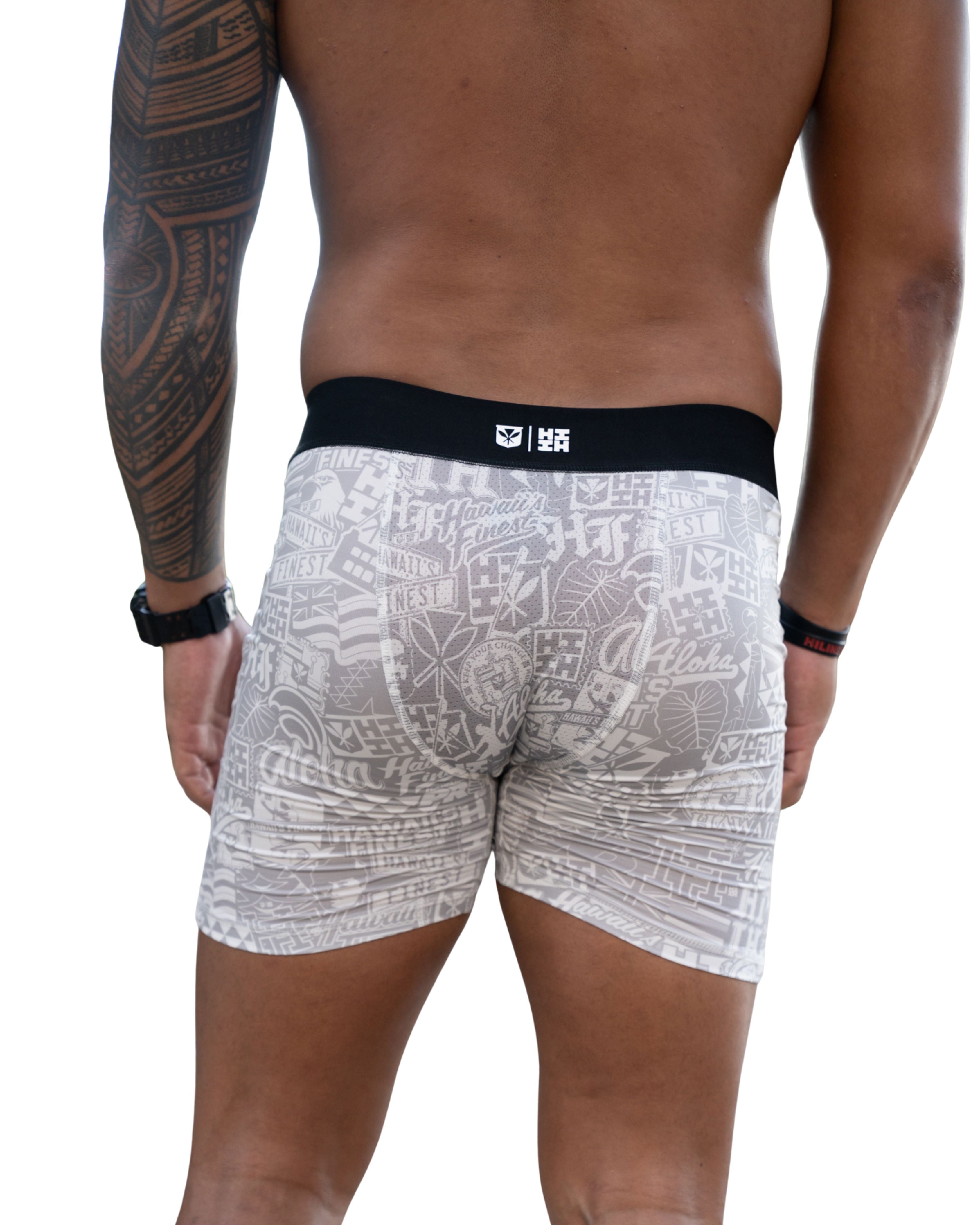 WHITE STICKERBOMB MEN'S BOXERS Shorts Hawaii's Finest 