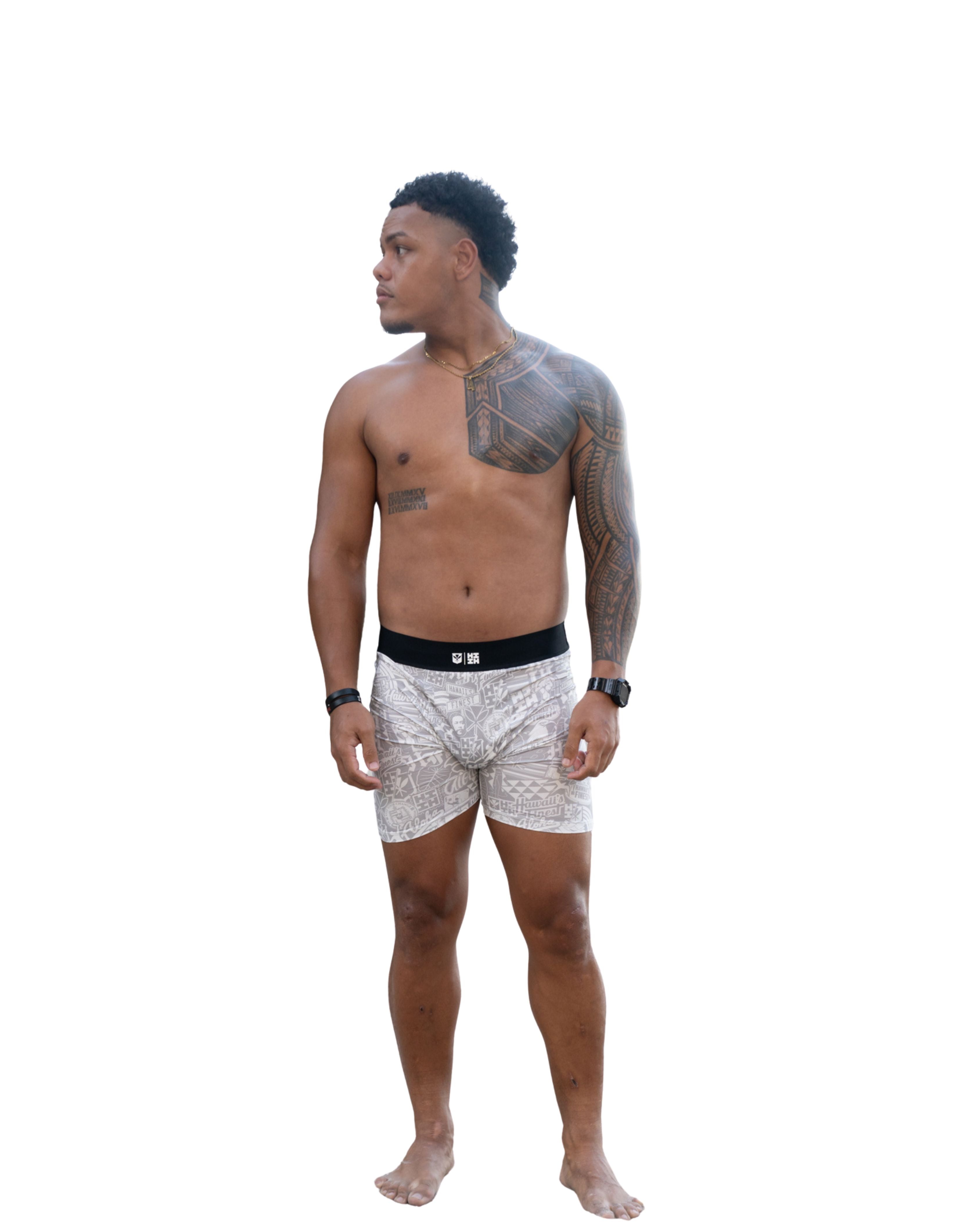 WHITE STICKERBOMB MEN'S BOXERS Shorts Hawaii's Finest X-SMALL 