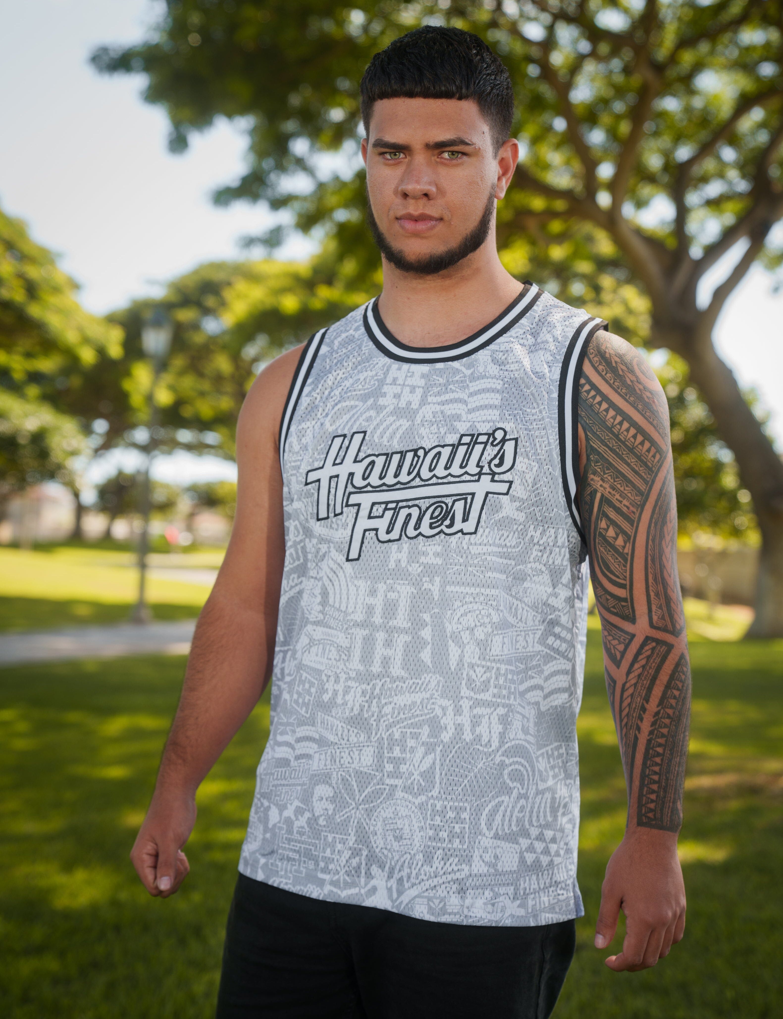 WHITE STICKERBOMB STREETWEAR JERSEY Jersey Hawaii's Finest X-SMALL 