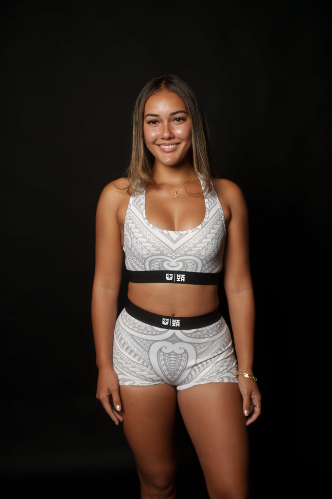 WHITE TRIBAL WOMEN'S BRA Activewear Hawaii's Finest X-SMALL 