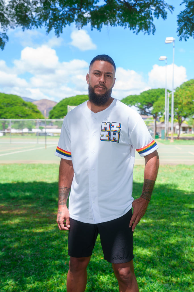 WHITE UH RETRO BASEBALL JERSEY Jersey Hawaii's Finest SMALL 