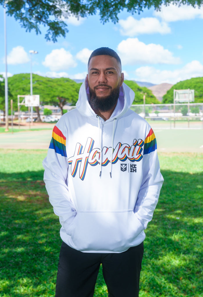 WHITE UH RETRO HOODIE Jacket Hawaii's Finest SMALL 