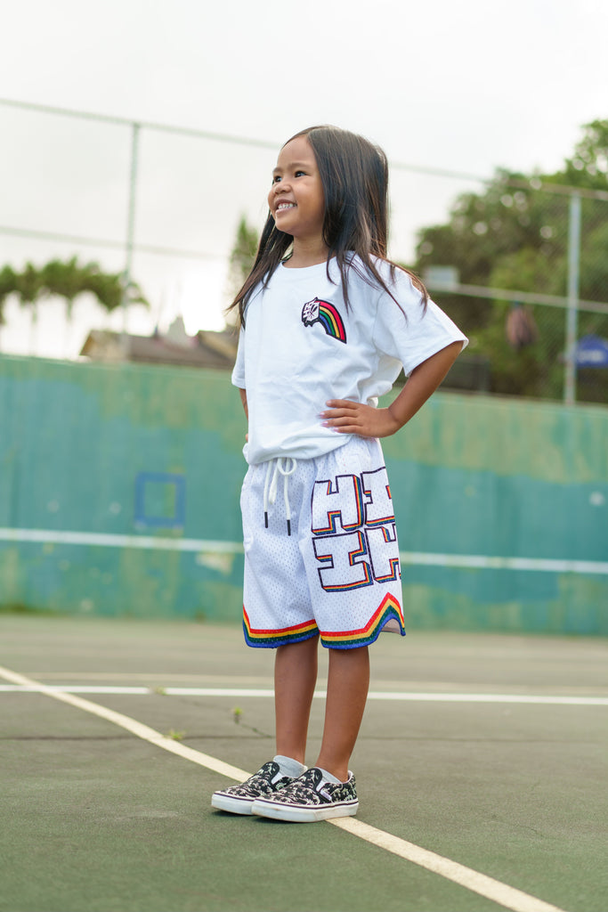 WHITE UH RETRO KEIKI MESH SHORTS Shirts Hawaii's Finest 