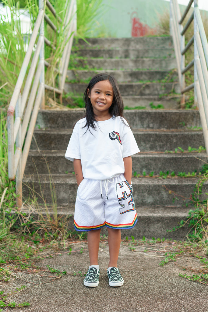 WHITE UH RETRO KEIKI MESH SHORTS Shirts Hawaii's Finest XX-SMALL 