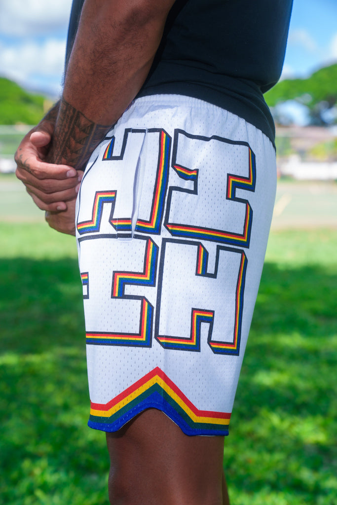 WHITE UH RETRO MESH SHORTS Shorts Hawaii's Finest 