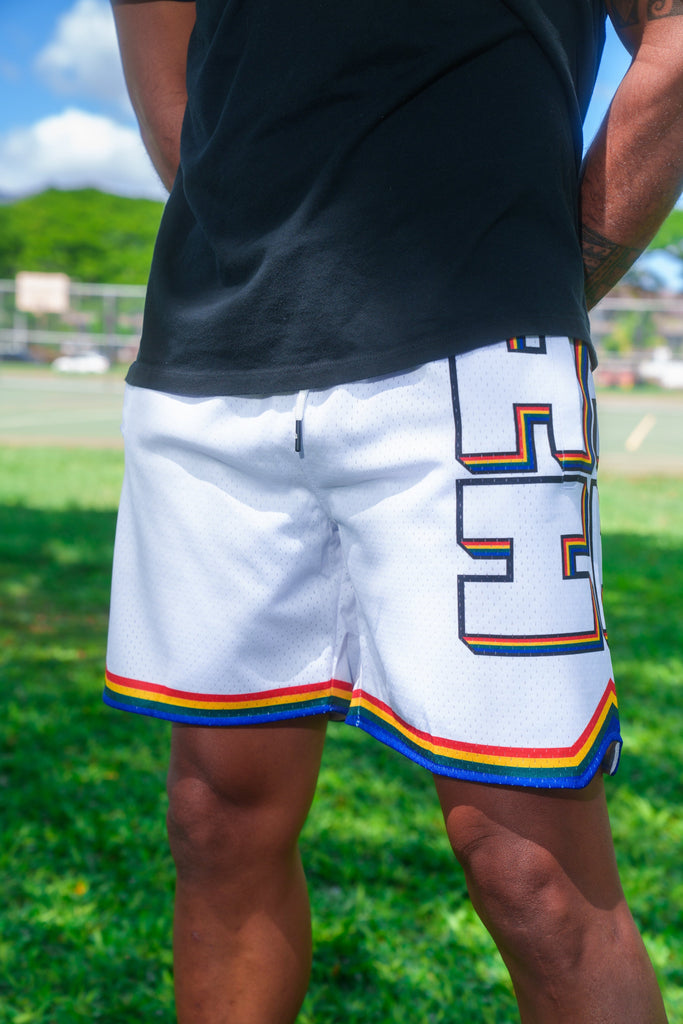 WHITE UH RETRO MESH SHORTS Shorts Hawaii's Finest 