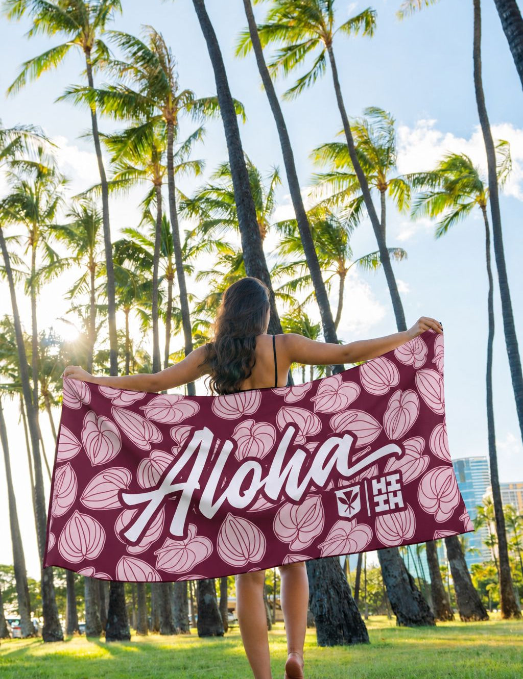 WINE RED ANTHURIUM TOWEL Utility Hawaii's Finest 