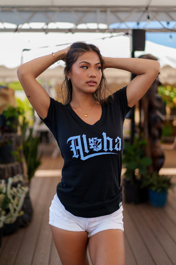 WOMEN'S ALOHA BLUE TOP Shirts Hawaii's Finest 