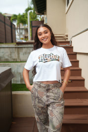 WOMEN'S ALOHA CAMO WOODLAND TOP Shirts Hawaii's Finest SMALL 