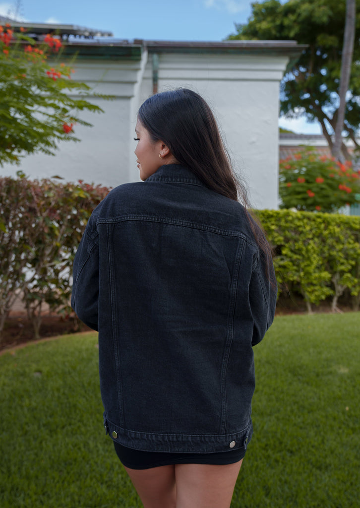 WOMEN'S BLACK DENIM JACKET Jacket Hawaii's Finest 