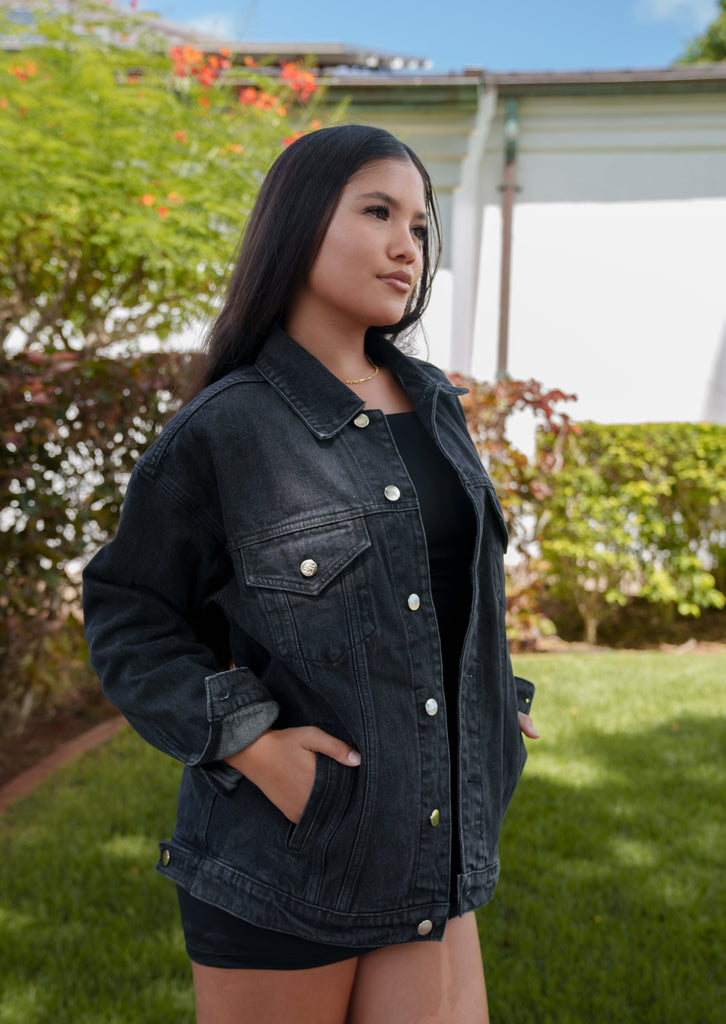 WOMEN'S BLACK DENIM JACKET Jacket Hawaii's Finest 