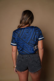 WOMEN'S BLUE TRIBAL CROP BASEBALL JERSEY Jersey Hawaii's Finest 