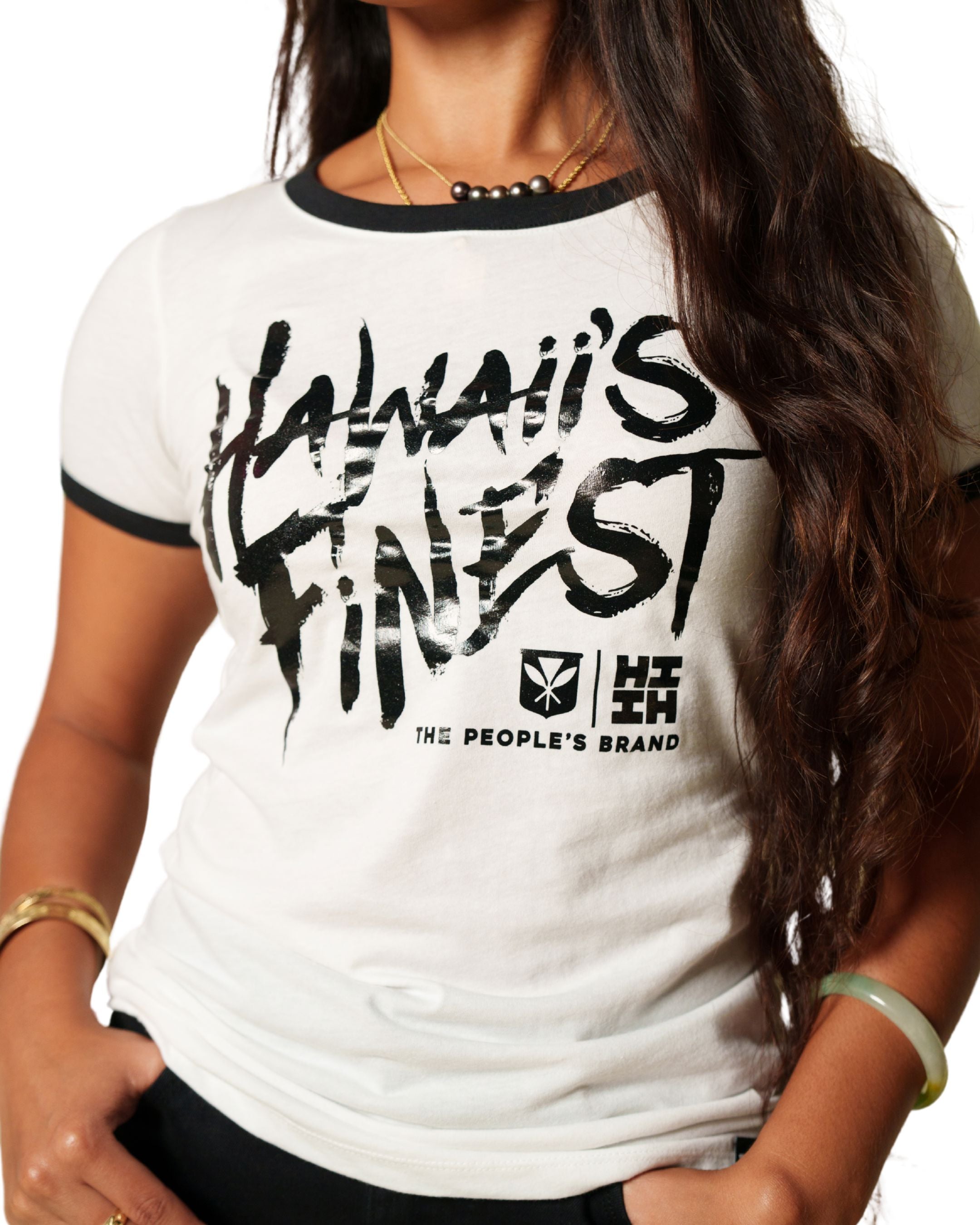 WOMEN'S BRUSH TYPE BW TOP Shirts Hawaii's Finest 