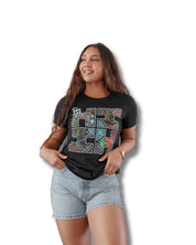 WOMEN'S COLLAGE TILE LOGO BLACK TOP Shirts Hawaii's Finest SMALL 