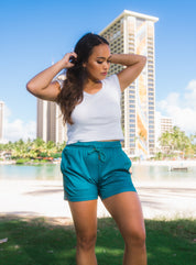 WOMEN'S DARK GREEN MESH SHORTS Shorts Hawaii's Finest X-SMALL 